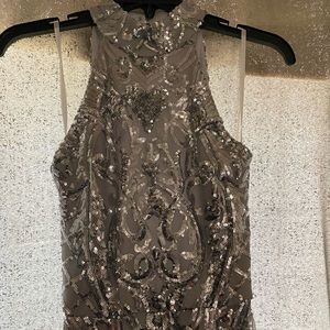 Elegant halter top sequence long dress